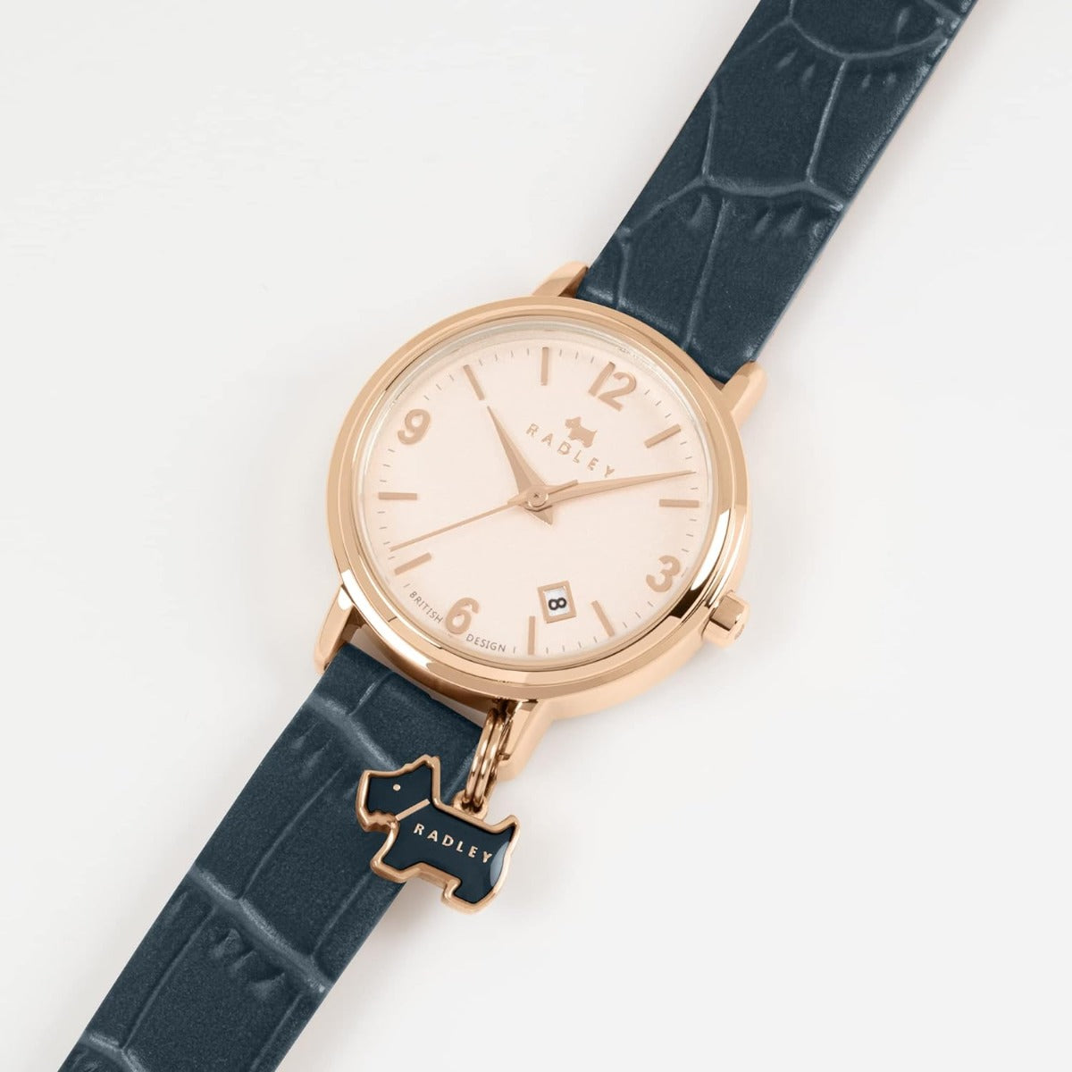 RADLEY Ladies Watch with Rose Gold Dial and Blue Leather Strap RY21346