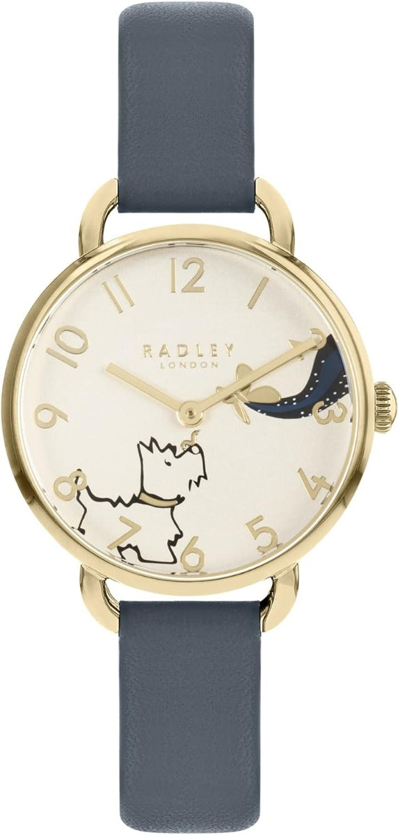 RADLEY Ladies Watch with Gold Dial and Blue Leather Strap RY21474