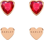 Radley Ladies 18ct Rose Gold Plated Red Heart Twin Pack Earrings RYJ1288S