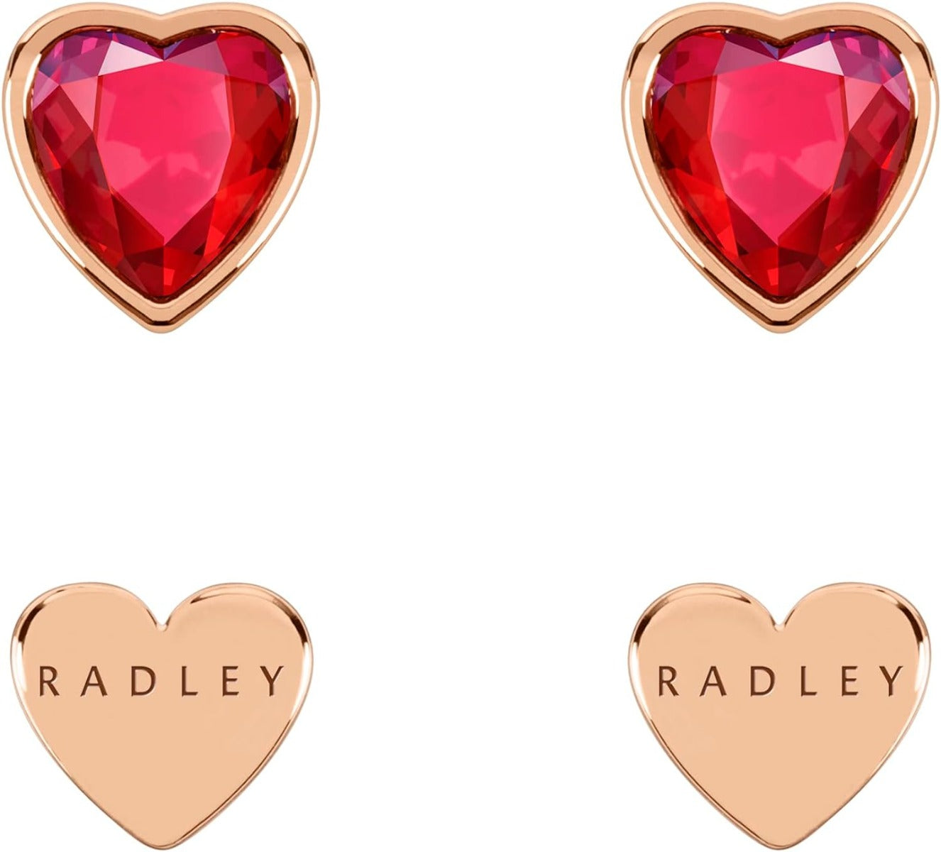Radley Ladies 18ct Rose Gold Plated Red Heart Twin Pack Earrings RYJ1288S