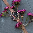 Sara Miller Ladies Seahorse Watch with Black Dial and Rose Gold Milanese Strap SA4094