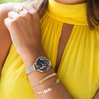 Sara Miller Ladies Seahorse Watch with Black Dial and Rose Gold Milanese Strap SA4094