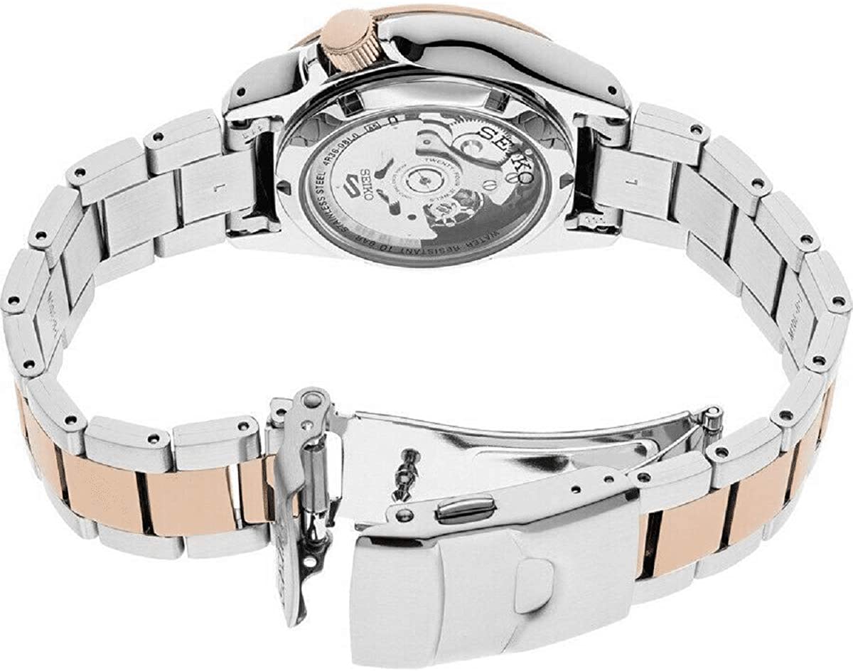 Seiko 5 Sports Mens Automatic Watch with Silver and Rose Gold Bracelet SRPE58K1 **REFURBISHED**