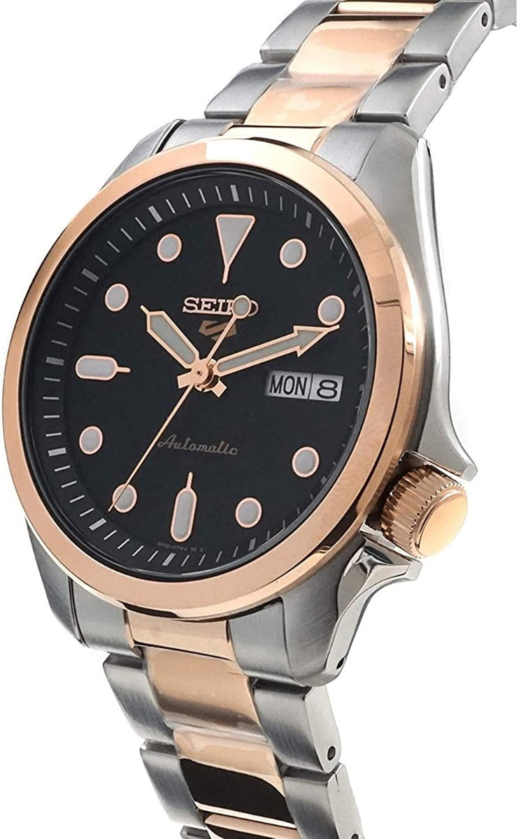 Seiko 5 Sports Mens Automatic Watch with Silver and Rose Gold Bracelet SRPE58K1 **REFURBISHED**