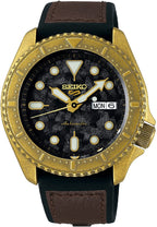 Seiko 5 Sports Mens Automatic Watch with Black Dial and Black Strap SRPE80K1