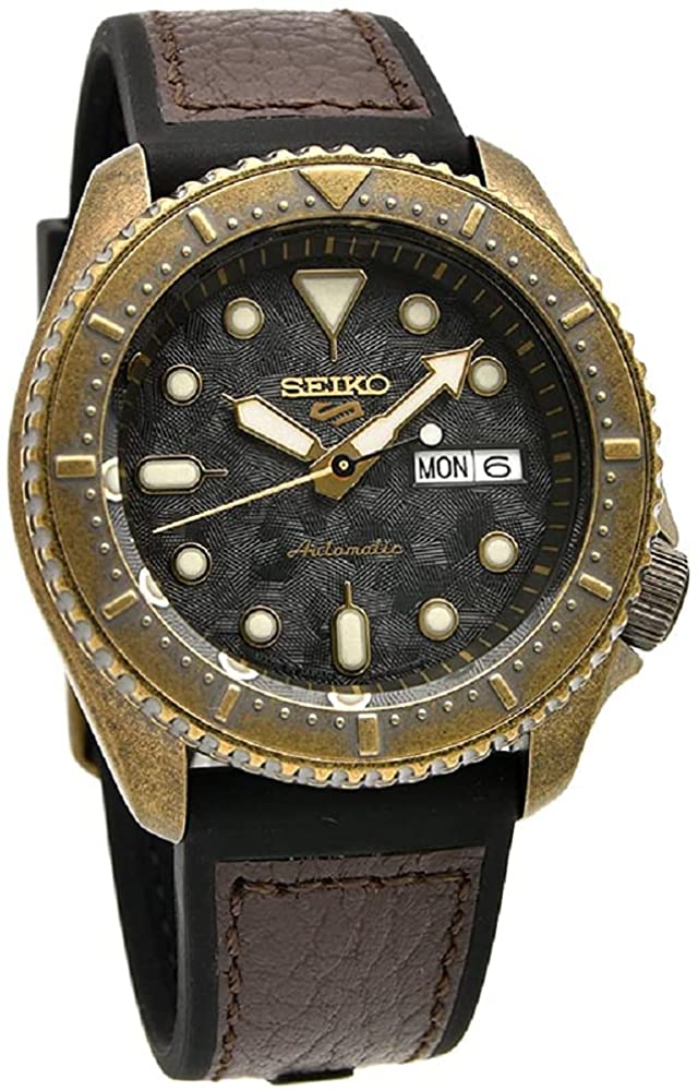 Seiko 5 Sports Mens Automatic Watch with Black Dial and Black Strap SRPE80K1