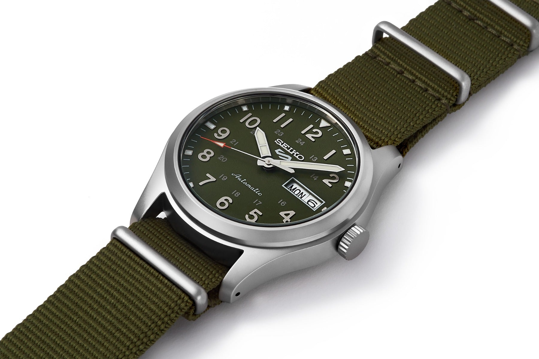 Seiko 5 Sports Gents Automatic Watch with Green Dial and Green Nylon Strap SRPG33K1
