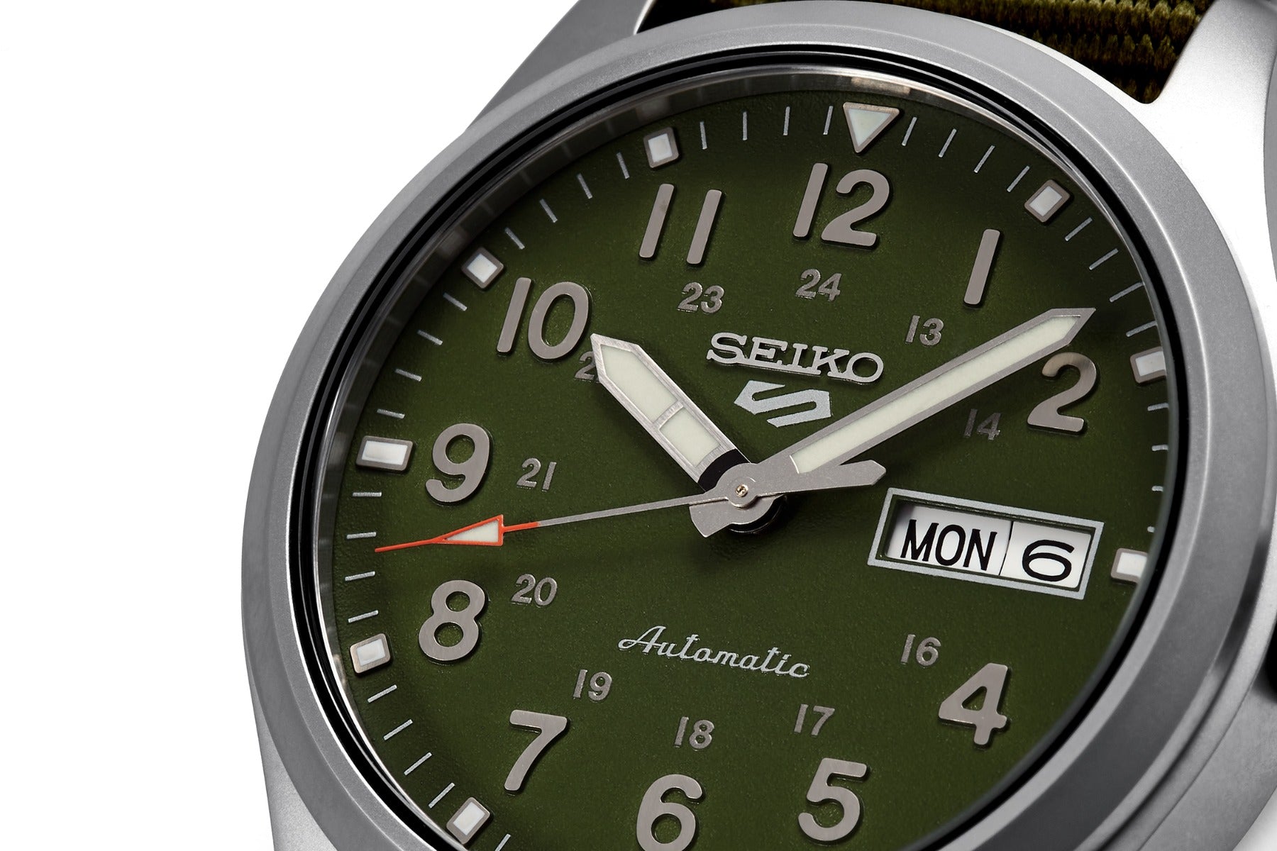 Seiko 5 Sports Gents Automatic Watch with Green Dial and Green Nylon Strap SRPG33K1