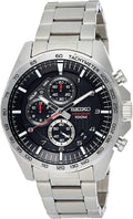 Seiko Mens Chronograph Watch with Dark Grey Dial and Silver Strap SSB319P1