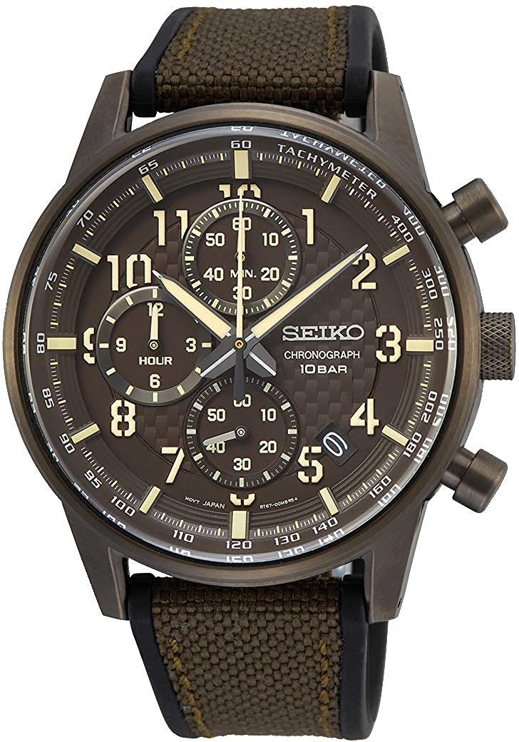 Seiko Men's Chronograph Watch with Canvas Strap SSB371P1