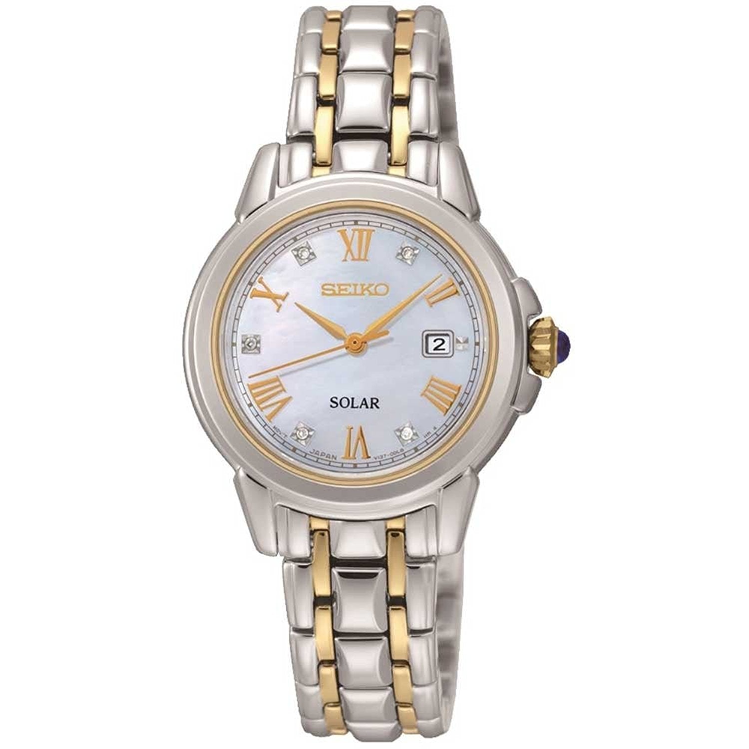 Seiko Womens Solar 5 Diamonds Two Tone SUT244P9
