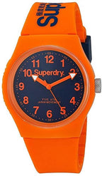 Superdry Mens Watch with Black Dial and Orange Silicone Strap SYG164O