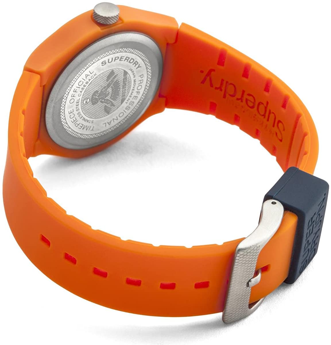 Superdry Mens Watch with Black Dial and Orange Silicone Strap SYG164O