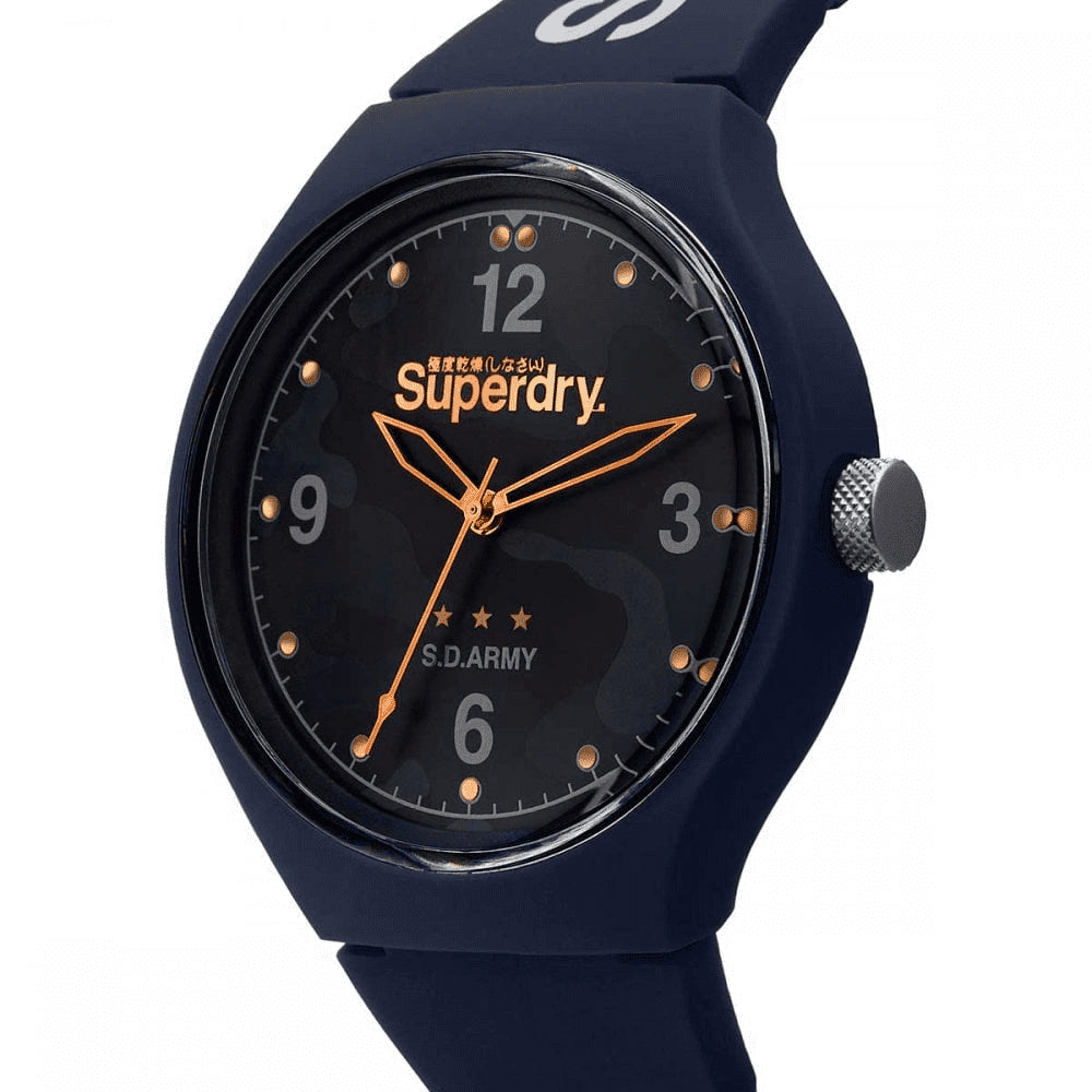 Superdry Army Mens Watch With Blue Silicone Strap SYG254U