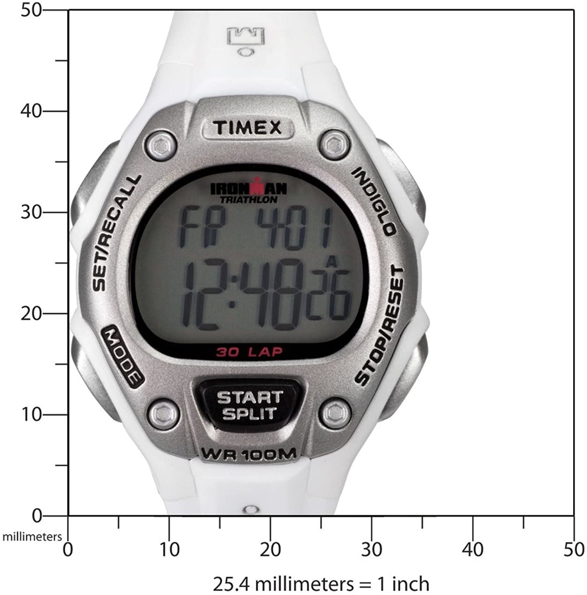 Timex Ironman Ladies Digital Watch with White Silicone Strap T5K515