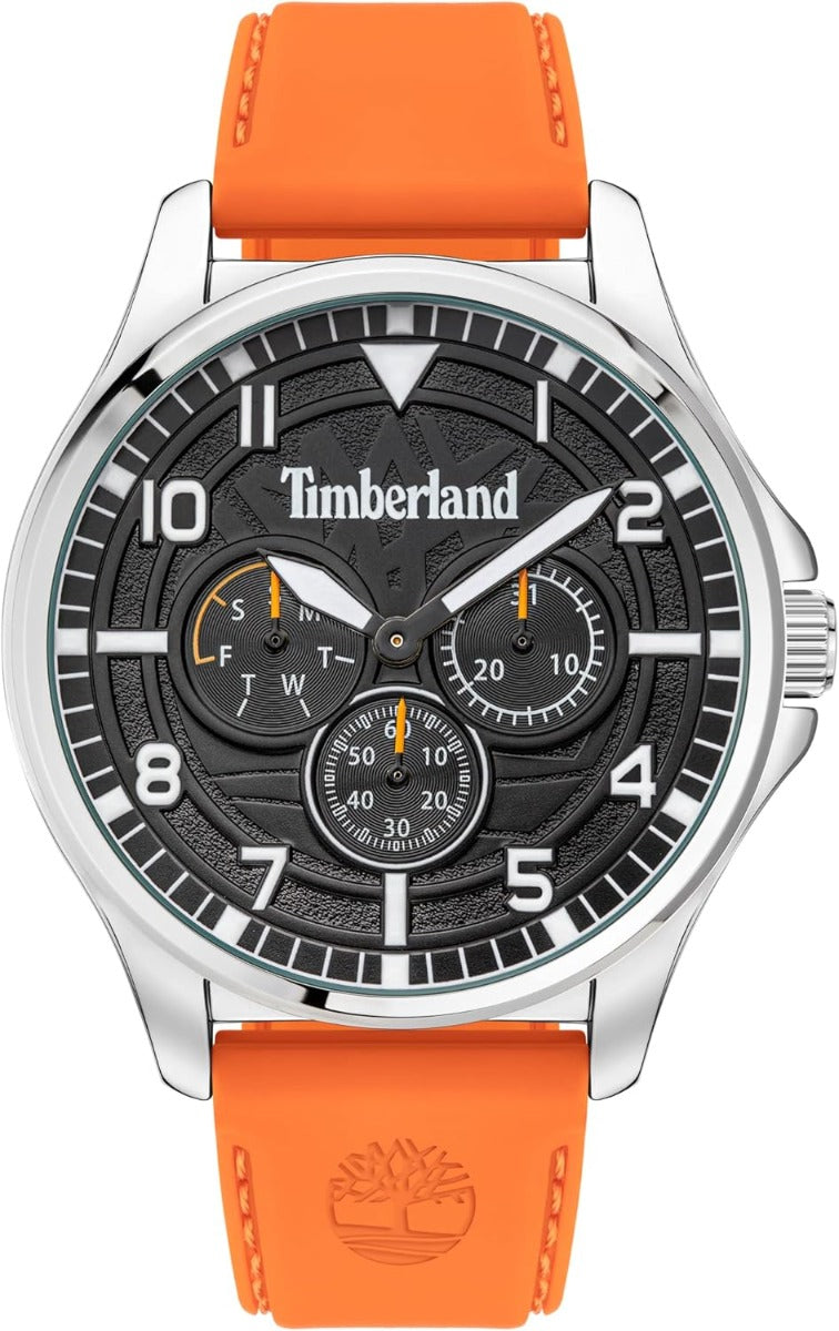 Timberland Brainard Mens Watch with Black Dial and Orange Silicone Strap TDWGQ2092002
