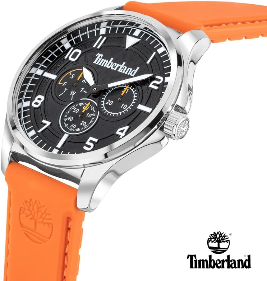 Timberland Brainard Mens Watch with Black Dial and Orange Silicone Strap TDWGQ2092002