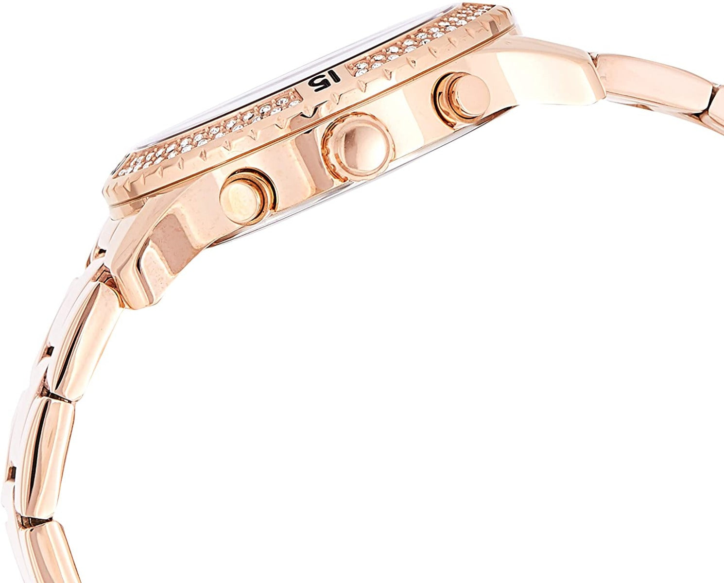 Guess Confetti Ladies Watch with Glitter Dial and Rose Gold Bracelet W0774L3