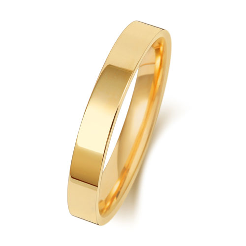 18ct Yellow Gold 3mm Flat Court Wedding Band