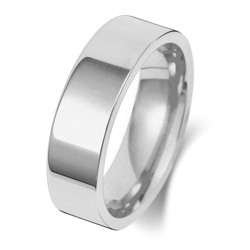 18ct White Gold 6mm Flat Court Wedding Band